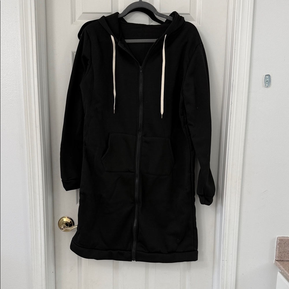Black Hooded Zip-Up Jacket